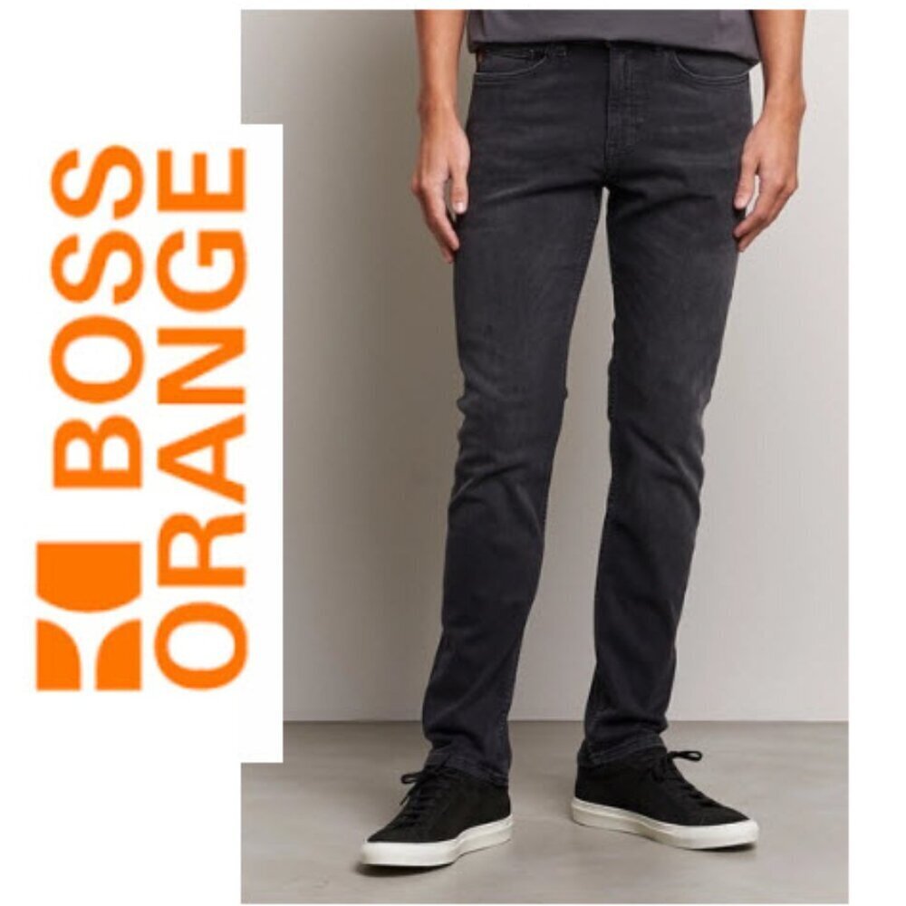 Boss Orange Delaware Slim Jeans in Charcoal Black, Size 38, Slim Fit, Stretch